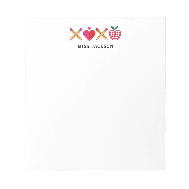 Cute Lehrer Dankeschön XOXO Bunt Notizblock (Vorderseite)