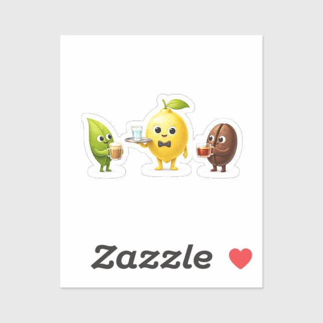 Cute Lemon Tea Friends – Custom-Cut Vinyl Sticker (Blatt)