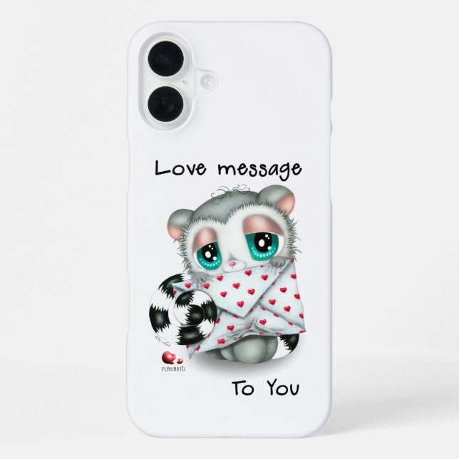 Cute Lemur Valentine - Romantic Love Letter iPhone Hülle (Rückseite)