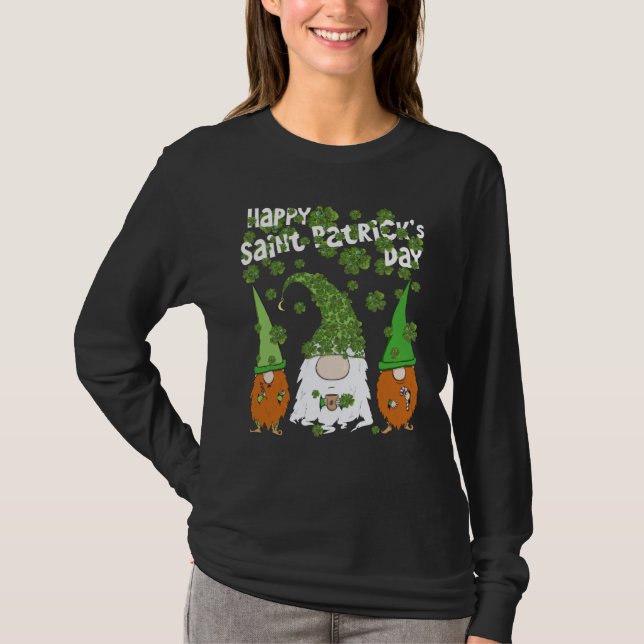 Cute Leprechauns Green C Shamrock Happy St Patrick T-Shirt (Vorderseite)
