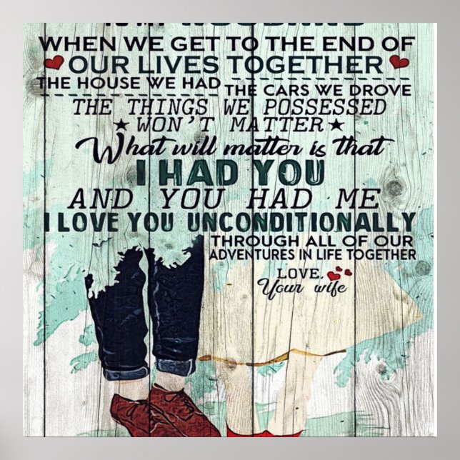 Cute Letter To Husband | Cool Design Gift | Poster (Vorne)