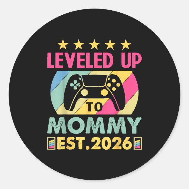 Cute Leveled Up To Mommy 2026 Awesome Promoted To  Runder Aufkleber (Vorderseite)