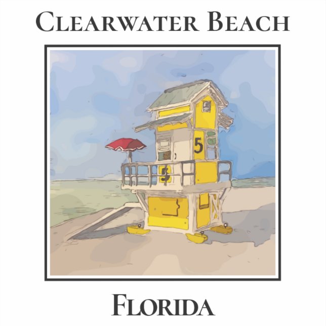 Cute Lifeguard Tower, Clearwater Beach Florida Aufkleber (Vorderseite)