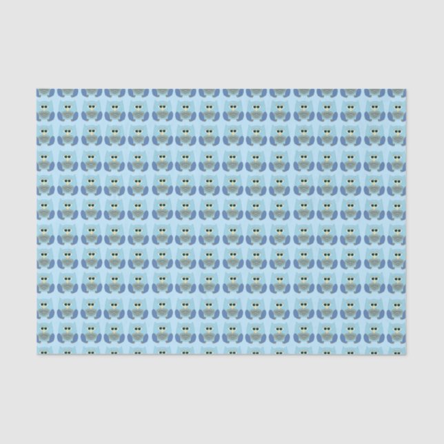 Cute Light Blue Owl Pattern  Seidenpapier (Vorderseite)