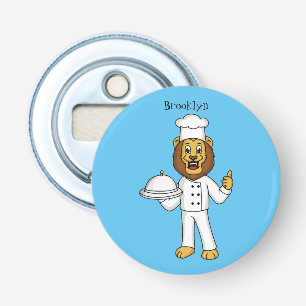 Cute lion chef cartoon illustration flaschenöffner