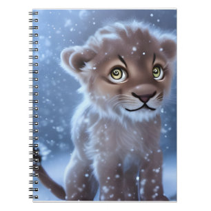Cute Lion Cub in the Snow Notizblock