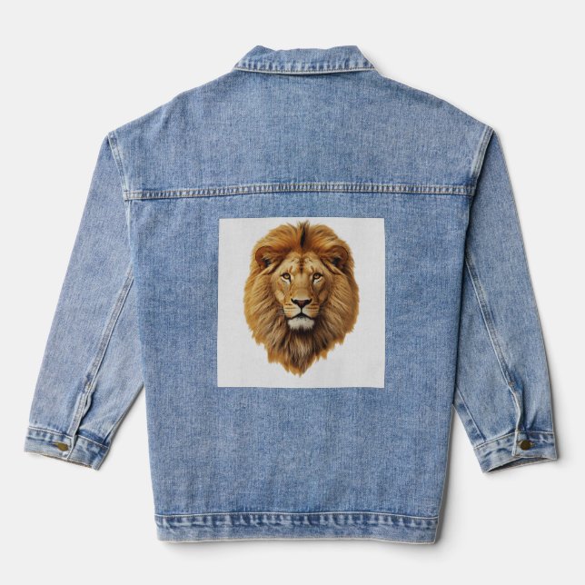 Cute Lion Face Kids Short Sleeve T-Shirt – Fun Tee Jeansjacke (Rückseite)