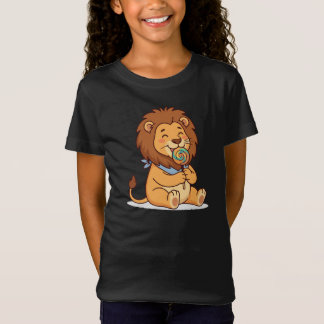 Cute Lion with Lollipop Kawaii Cartoon Lion Desi T-Shirt