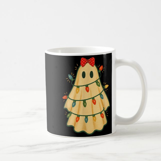 Cute Lit Ghost Christmas Tree Funny Gift Halloween Kaffeetasse (Rechts)