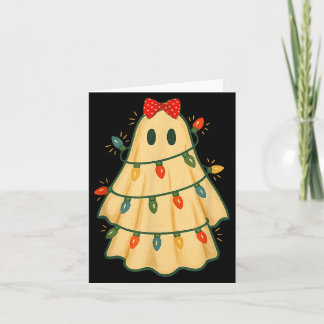Cute Lit Ghost Christmas Tree Funny Gift Halloween Karte