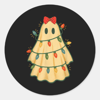 Cute Lit Ghost Christmas Tree Funny Gift Halloween Runder Aufkleber
