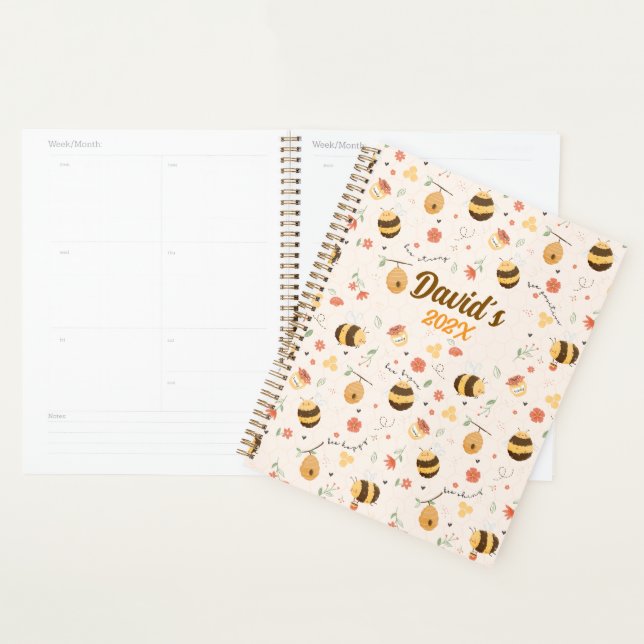 Cute little bees and daisy flowers pattern planner planer (Anzeige)