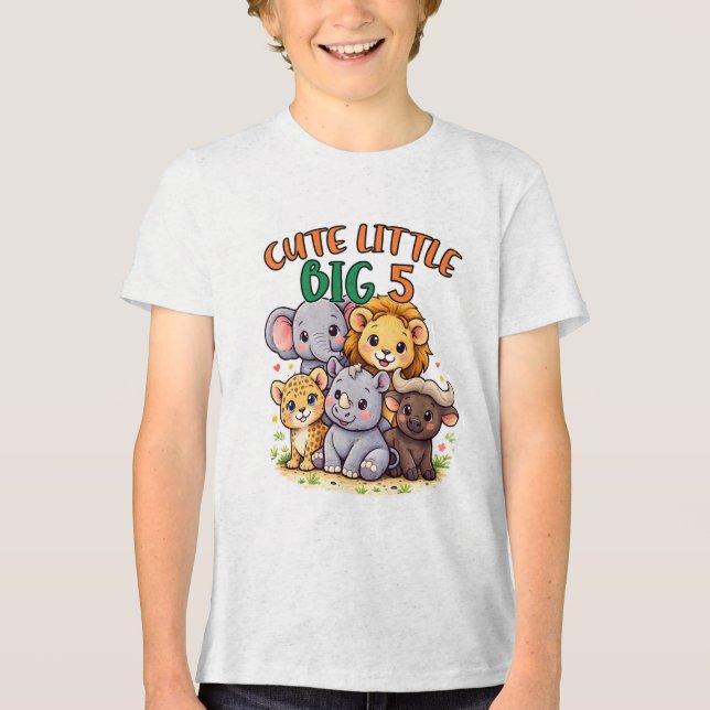 Cute Little Big 5 Safari Nursery Heart Art. Tri-Blend Shirt (Vorderseite)