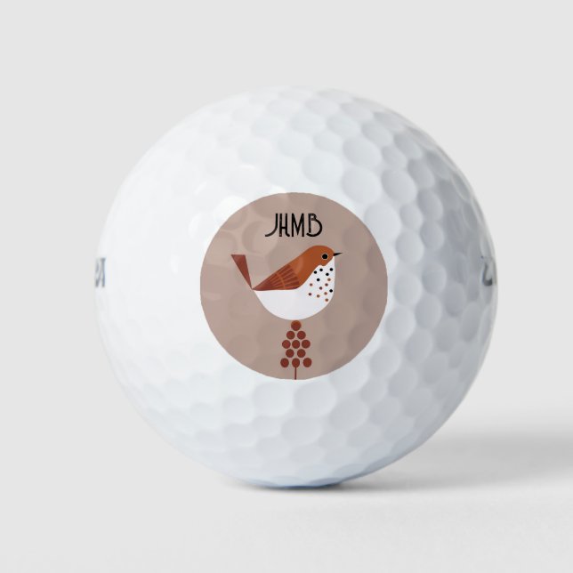 Cute Little Bird Animal Monogram Art Golfball (Vorderseite)