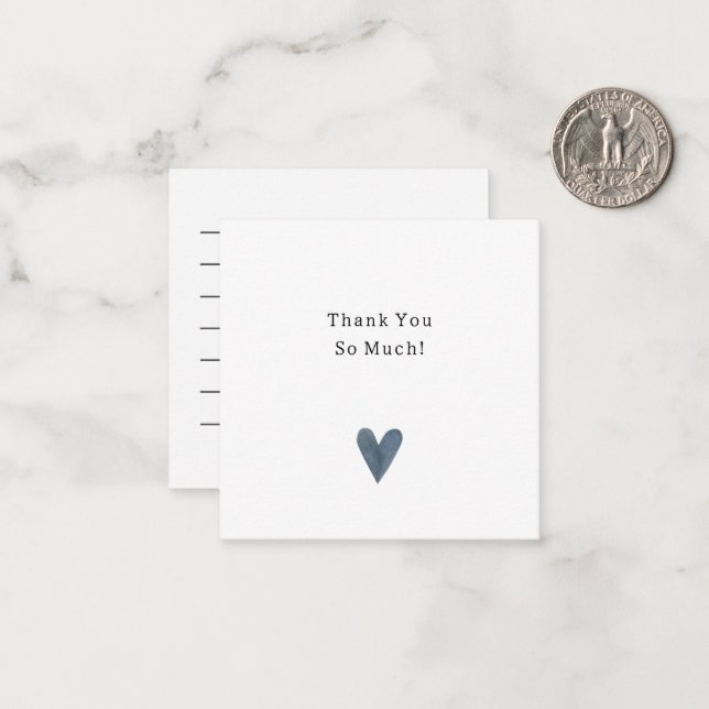 Cute Little Blue Heart Thank You Card Mitteilungskarte (Vorderseite/Rückseite Beispiel)