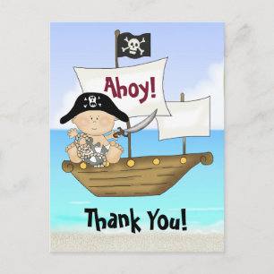 Cute Little Buccaneer Baby Boy Pirat Thank You Postkarte
