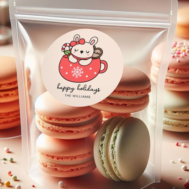 Cute Little Bunny Christmas Holiday Custom Sticker (Von Creator hochgeladen)