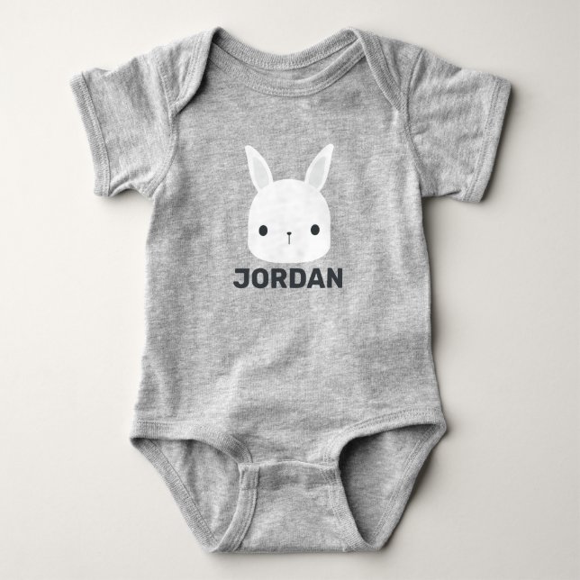 Cute Little Bunny Rabbit with Personalized Name Baby Strampler (Vorderseite)