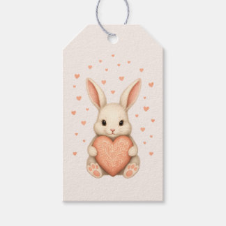 Cute Little Bunny with Heart on Soft Blush Geschenkanhänger