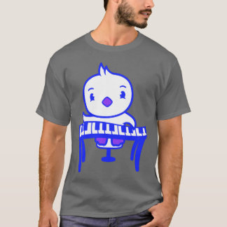 Cute Little Duck Chick Bird Playing Keyboard Music T-Shirt
