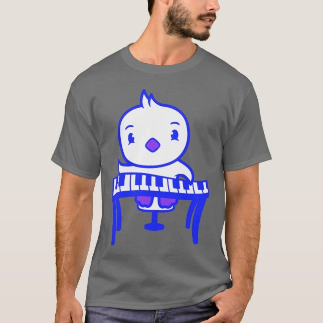 Cute Little Duck Chick Bird Playing Keyboard Music T-Shirt (Vorderseite)
