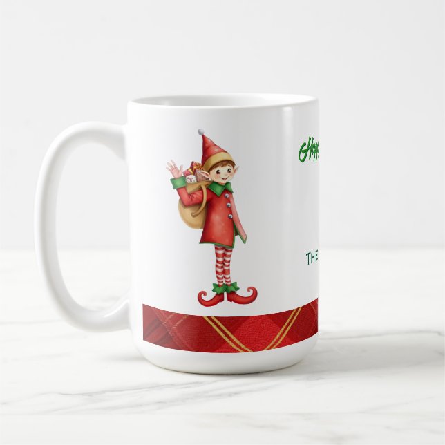 Cute Little Elves - Personalized Christmas  Kaffeetasse (Links)