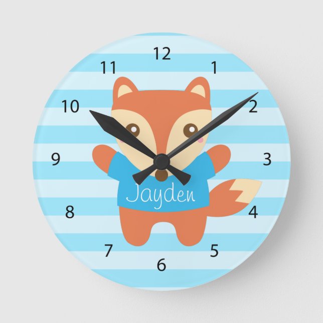 Cute Little Fox for Kids Room Runde Wanduhr (Vorderseite)