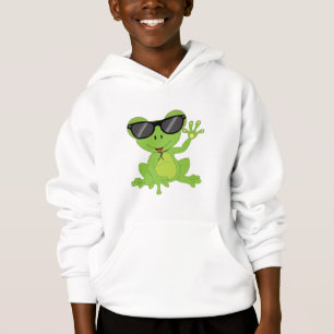 Cute little frog green sunglasses Gift for Kids Hoodie