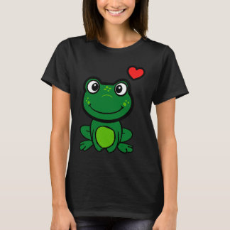 Cute little green frog with hearts T-Shirt