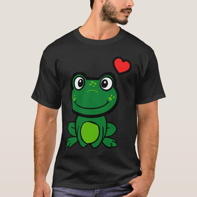 Cute little green frog with hearts T-Shirt (Vorderseite)