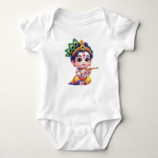Cute Little Krishna Baby Art Outfit – Hindu God Baby Strampler