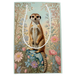 Cute Little Meerkat Pastel Floral Mittlere Geschenktüte