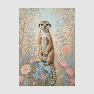 Cute Little Meerkat Pastel Floral Seidenpapier