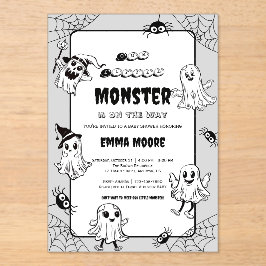 Cute Little Monster Baby Shower Illustration Acryleinladungen