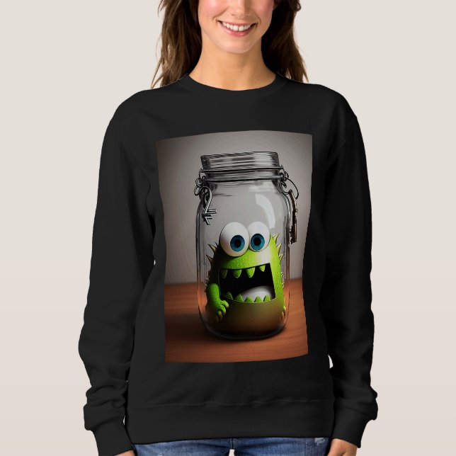 cute little monster in a jar Halloween horror funn Sweatshirt (Vorderseite)