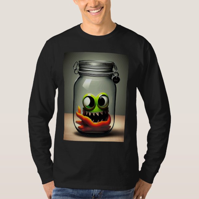 cute little monster in a jar Halloween horror funn T-Shirt (Vorderseite)