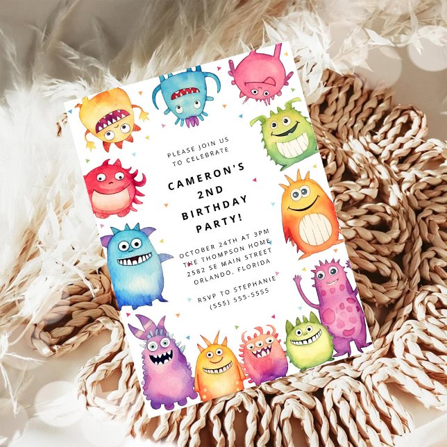 Cute Little Monster Kids Birthday Invitation Einladung (Von Creator hochgeladen)