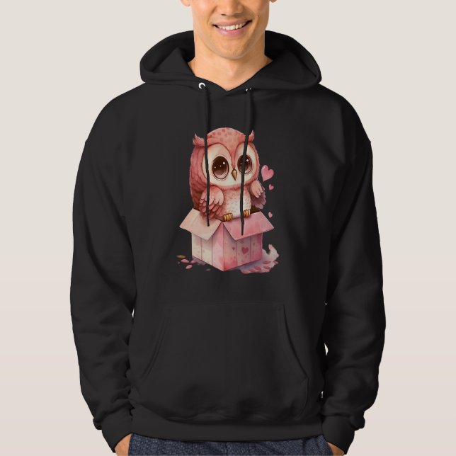 Cute Little Owl Valetines Animal Love  17 Hoodie (Vorderseite)