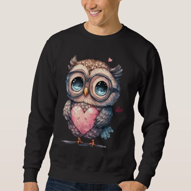 Cute Little Owl Valetines Animal Love  1 Sweatshirt (Vorderseite)
