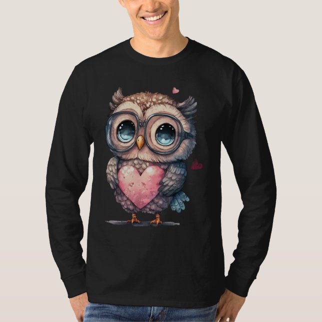 Cute Little Owl Valetines Animal Love  1 T-Shirt (Vorderseite)