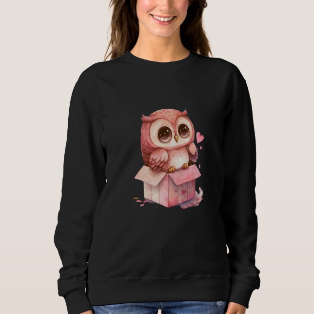 Cute Little Owl Valetines Animal Love  25 Sweatshirt (Vorderseite)