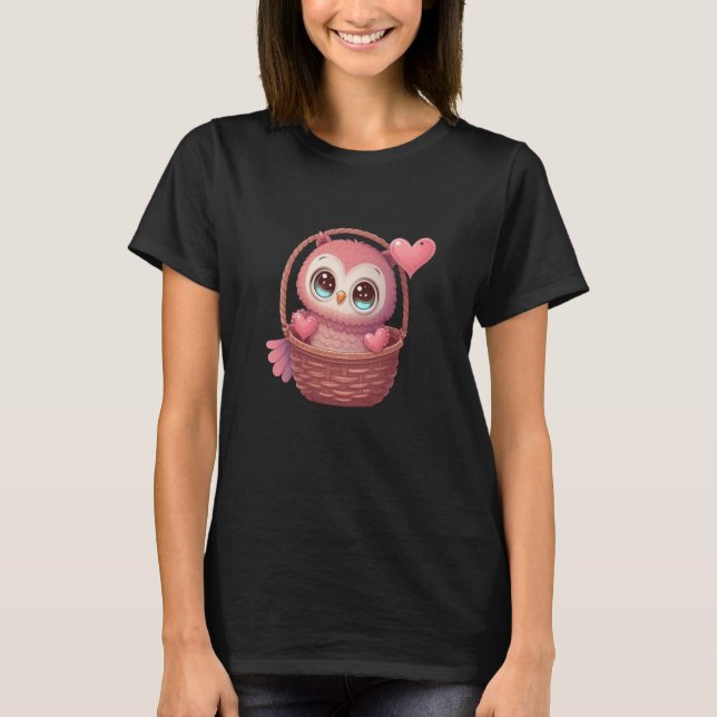Cute Little Owl Valetines Animal Love  4 T-Shirt (Vorderseite)