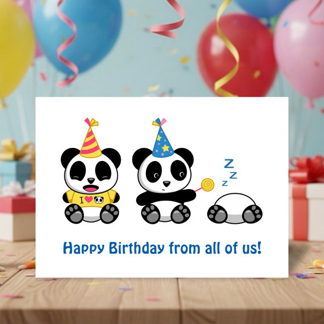 Cute Little Pandas on White Birthday from All Karte (Von Creator hochgeladen)