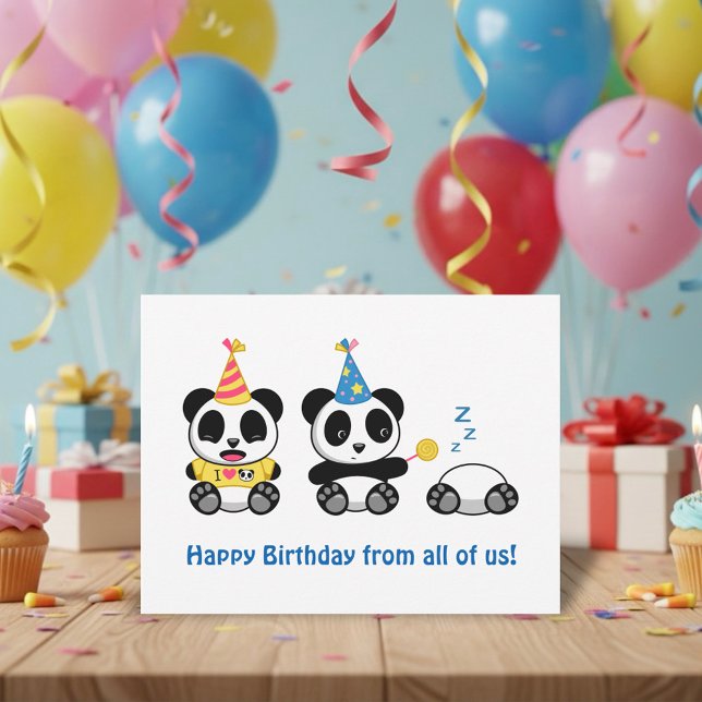 Cute Little Pandas on White Birthday from All Postkarte (Von Creator hochgeladen)