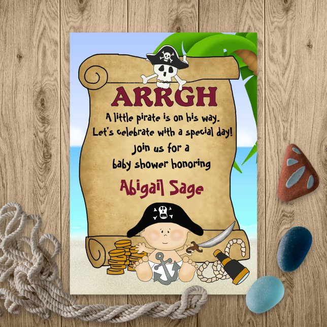 Cute Little Pirate Boys Buccaneer Baby Shower Einladung (Von Creator hochgeladen)