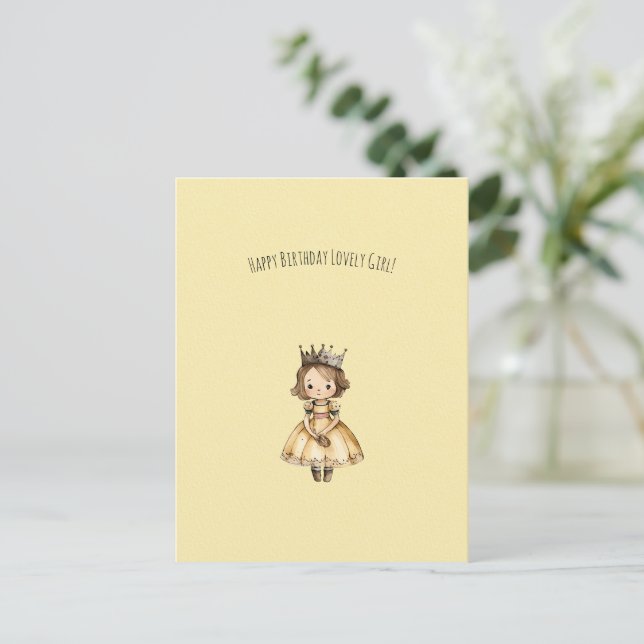 Cute Little Princess Girl Happy Birthday Card Postkarte (Stehend Vorderseite)
