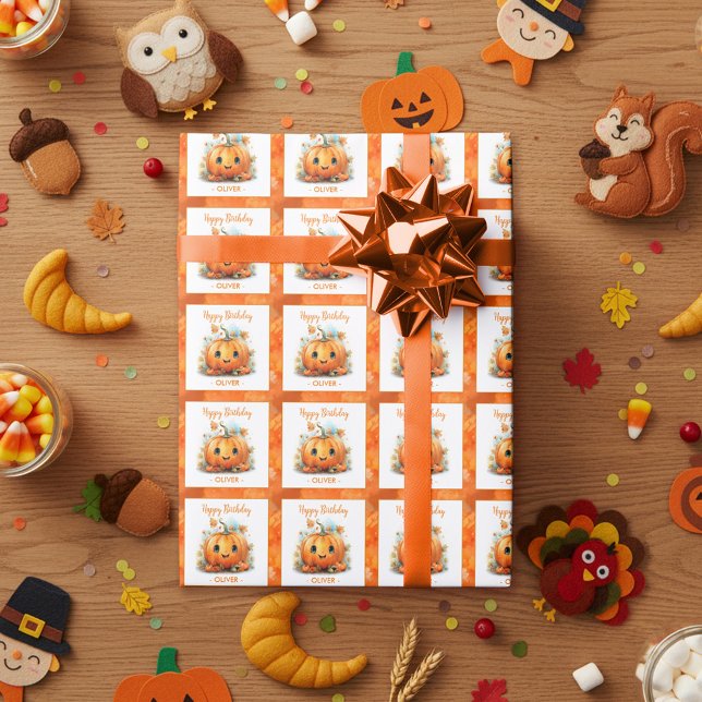 Cute Little Pumpkin Birthday Geschenkpapier (Von Creator hochgeladen)