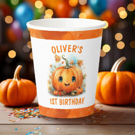 Cute Little Pumpkin Birthday Party Pappbecher