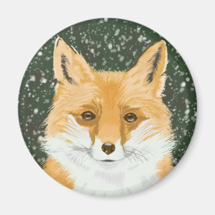 Cute Little Red Fox - in the snow. Magnet