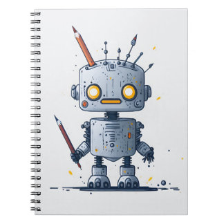 cute little robot IA and books 2 Notizblock